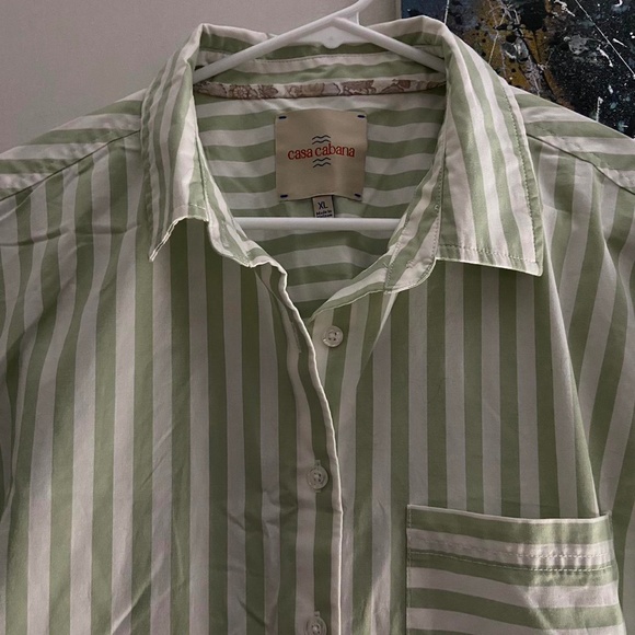 Casa Cabana Green and White Striped Shir - Picture 3 of 4